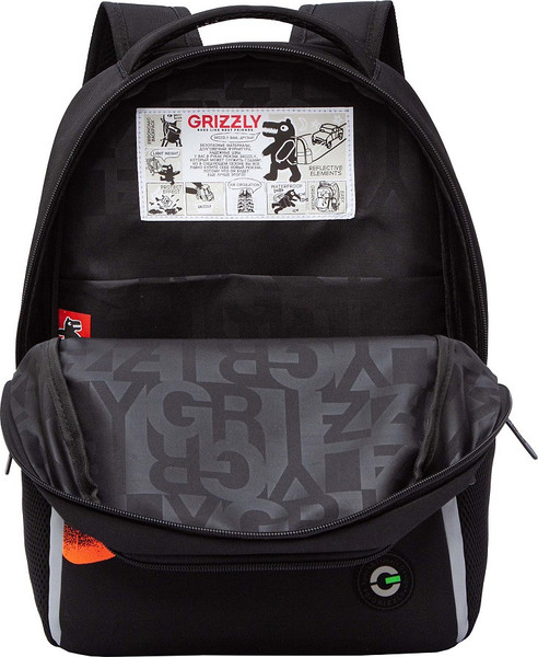 Изображение товара Школьный рюкзак Grizzly RB-551-6 (черный/оранжевый)