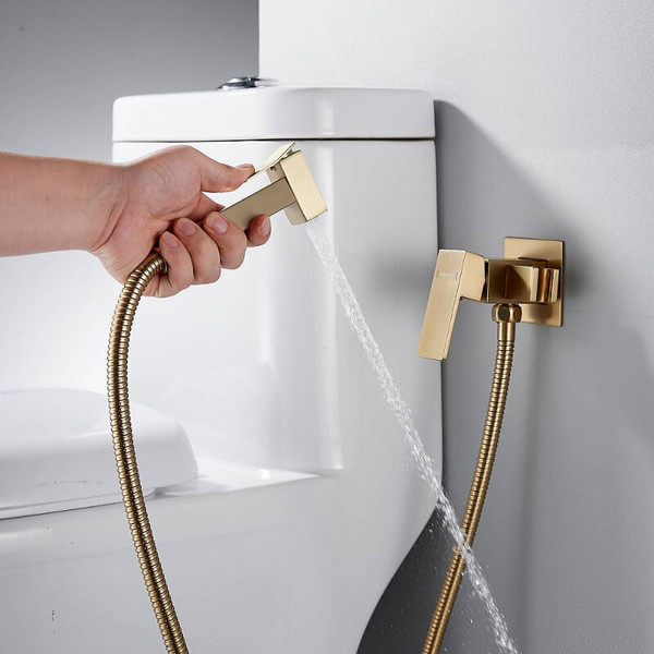 Изображение товара Гигиенический душ со смесителем Shevanik S127G (золотой сатин)