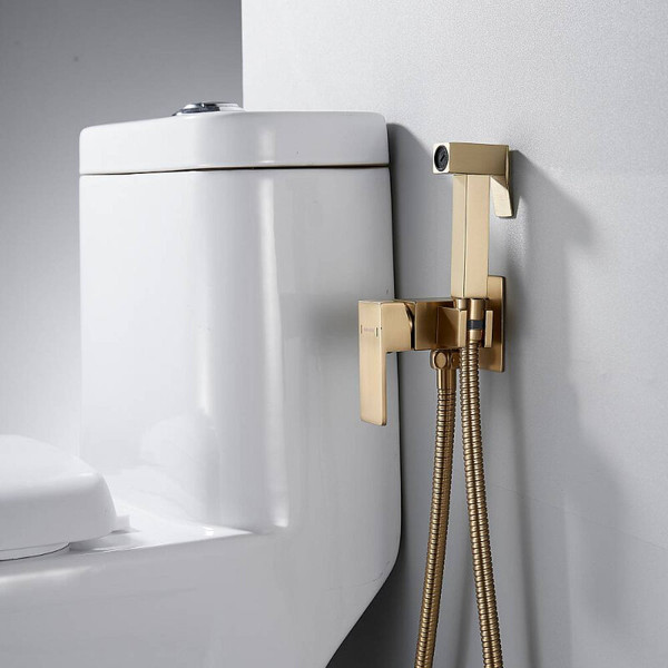 Изображение товара Гигиенический душ со смесителем Shevanik S127G (золотой сатин)