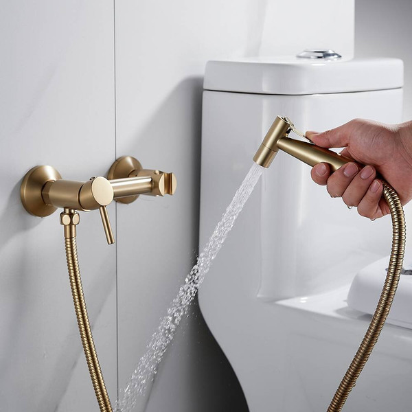 Изображение товара Гигиенический душ со смесителем Shevanik S107G (золотой сатин)