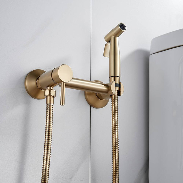 Изображение товара Гигиенический душ со смесителем Shevanik S107G (золотой сатин)