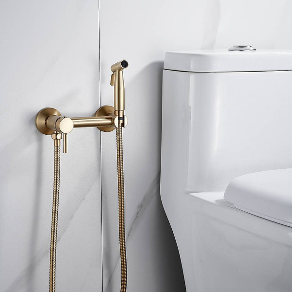 Изображение товара Гигиенический душ со смесителем Shevanik S107G (золотой сатин)