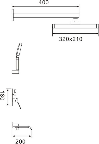 Изображение товара Душевая система со смесителем Shevanik S4035H (черный)