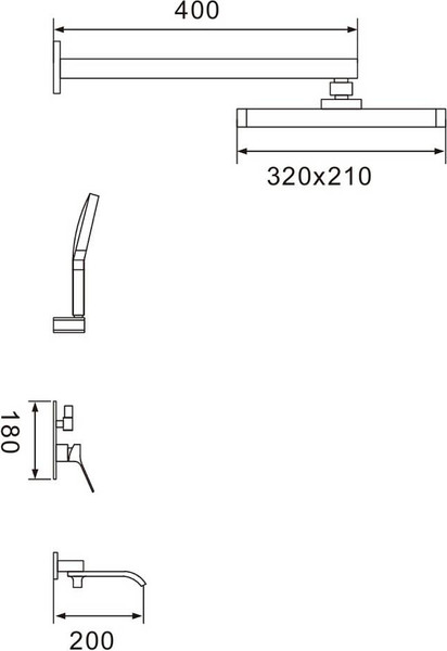 Изображение товара Душевая система со смесителем Shevanik S4035T (оружейная сталь)