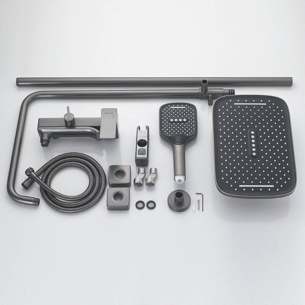 Изображение товара Душевая система со смесителем Shevanik S4036T (оружейная сталь)