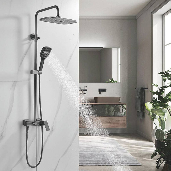 Изображение товара Душевая система со смесителем Shevanik S4036T (оружейная сталь)