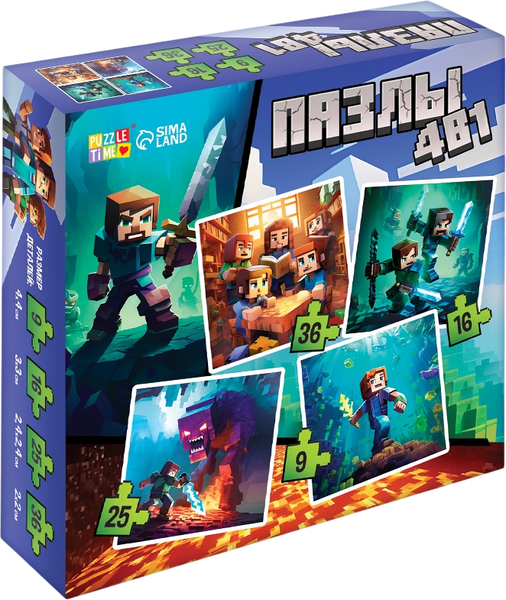 Изображение товара Набор пазлов Puzzle Time Пиксельный мир. 4 в 1 / 10766205