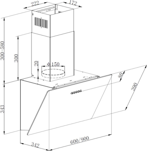 Изображение товара Вытяжка наклонная Maunfeld Dream 90 Push Glass (черный)