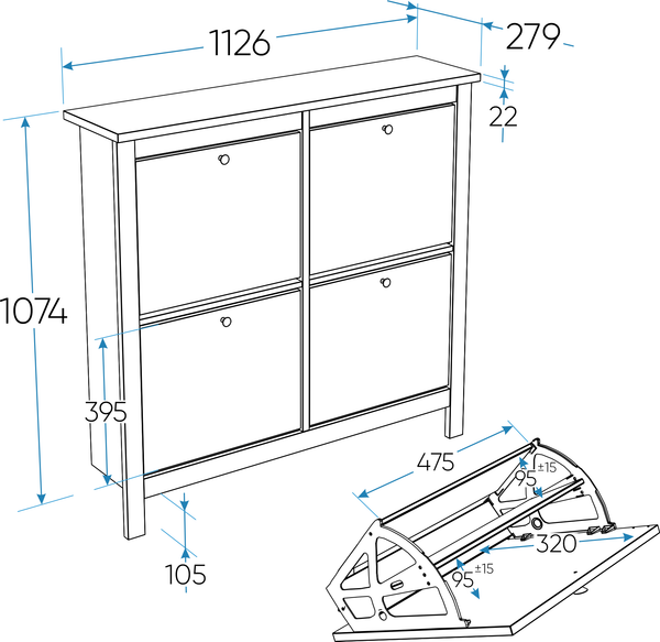 Изображение товара Тумба для обуви Mio Tesoro Сага 113x108 2.08.10.180.16 (темно-бирюзовый/ясень)