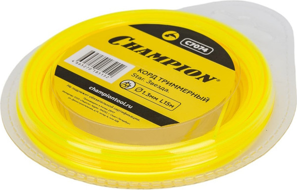 Изображение товара Леска для триммера Champion 1.3мм 15м звезда / C7074