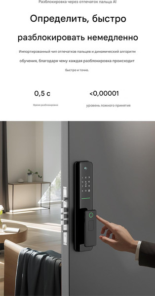 Изображение товара Умный замок Roome Smart Tuya Digital Fingerprint Lock M2 Pro (черный)