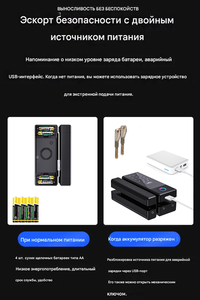 Изображение товара Умный замок Roome Smart Tuya Fingerprint Lock GS1 (черный)
