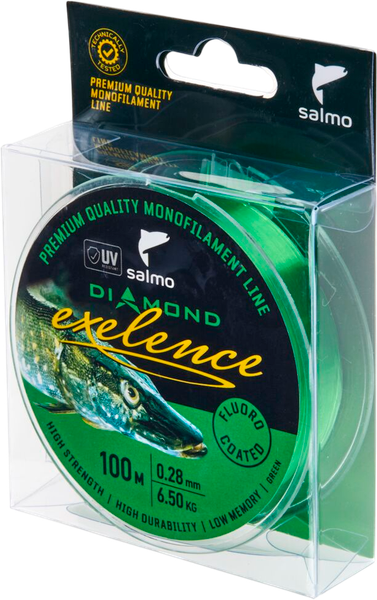 Изображение товара Леска монофильная Salmo Diamond Exelence Fluoro Coated Green 100/028 / 4031-028