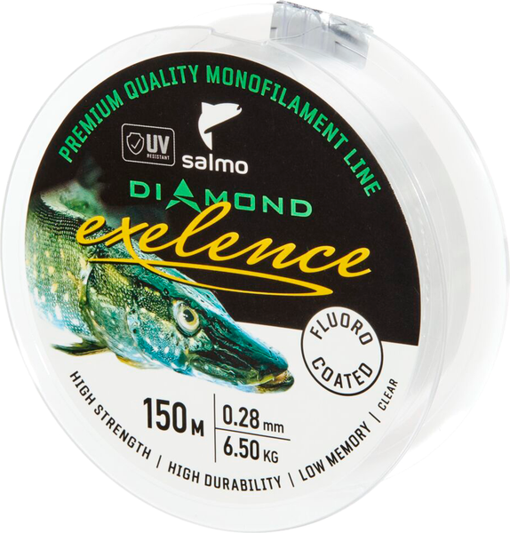 Изображение товара Леска монофильная Salmo Diamond Exelence Fluoro Coated Green 150/028 / 4034-028