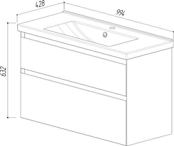 Изображение товара Тумба под умывальник Belux Киото Н 100-02 (1, белый глянцевый)