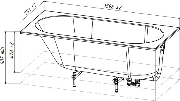 Изображение товара Ванна из искусственного мрамора Belux Борнео 160x75 (белый)