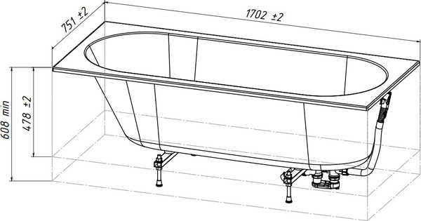 Изображение товара Ванна из искусственного мрамора Belux Борнео 170x75 (белый)