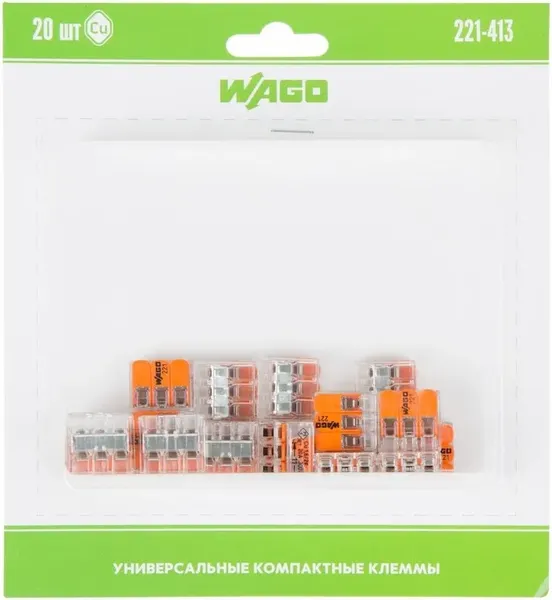Изображение товара Набор клемм Wago 221-413 / 07-5363-20