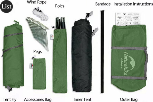 Изображение товара Палатка Naturehike P-Series / NH18Z022-P-2GR (зеленый)