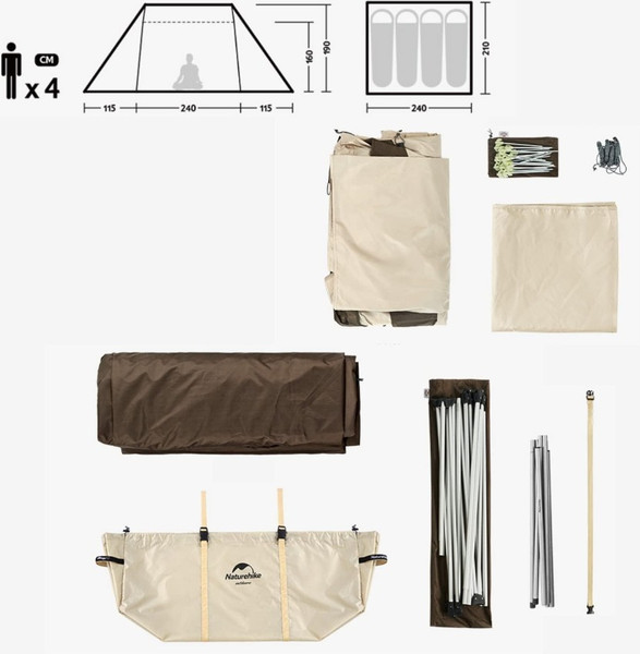 Изображение товара Палатка Naturehike Village 5.0 / NH21ZP009-KH (бежевый)