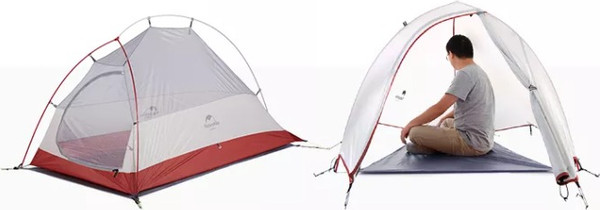 Изображение товара Палатка Naturehike Cloud Up Si / NH18T010-T-DLG (серый/красный)