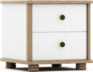 Изображение товара Прикроватная тумба Мебель-КМК 2Я Сальма 0990.15 (белый/дуб полярный/лофт сильвер пэлас)