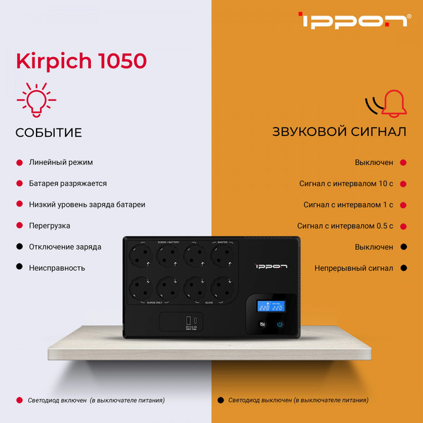 Изображение товара ИБП IPPON Kirpich 1050 / 2003038
