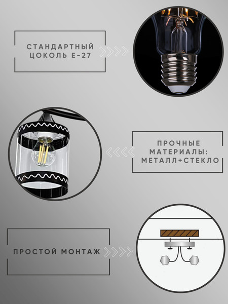 Изображение товара Потолочный светильник Aitin-Pro НПБ 02-2x60-101 / 6268/2 (черный/хром)