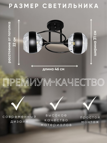 Изображение товара Потолочный светильник Aitin-Pro НПБ 02-2x60-101 / 6272/2 (черный)