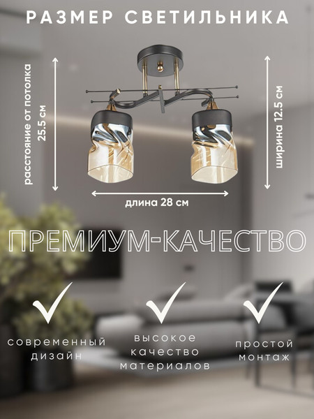 Изображение товара Потолочный светильник Aitin-Pro НПБ 02-2x60-101 / 6284/2 (черный/золото)