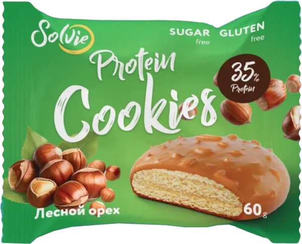 Изображение товара Набор протеинового печенья Solvie Protein Cookie Лесной орех с молочной карамелью (8x60г)