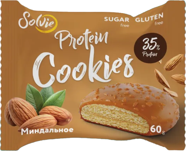 Изображение товара Набор протеинового печенья Solvie Protein Cookie Миндальное с молочной карамелью (8x60г)
