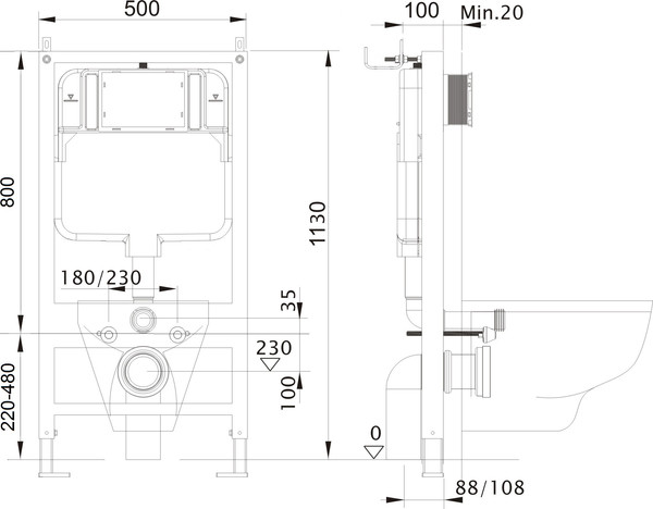 Изображение товара Унитаз подвесной с инсталляцией Aquatek Европа T INS-0000012 + KDI-0000016 + KKI-0000001 + AQ1106T-00