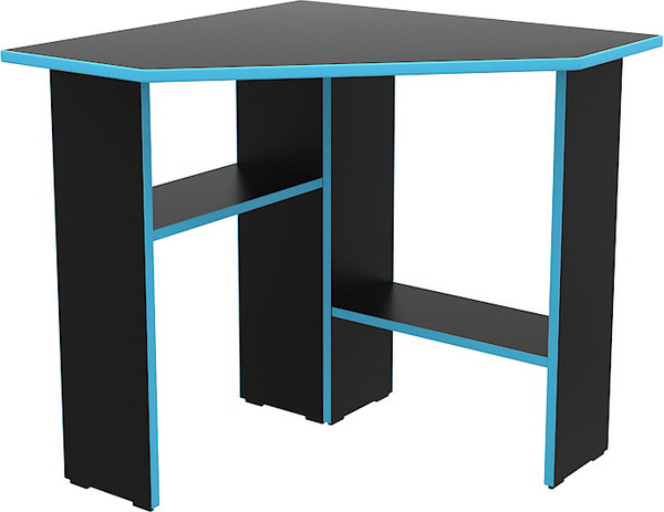 Изображение товара Компьютерный стол МДК Амур 74.5x80x80 (черный/голубой)