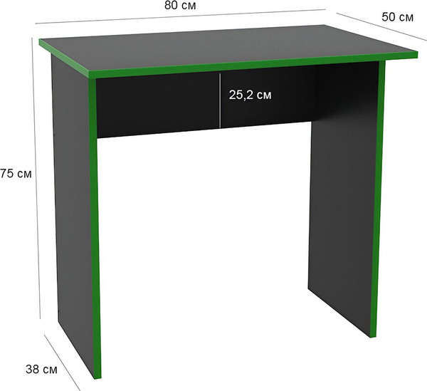 Изображение товара Письменный стол МДК СП9ЧЗР 75x50x80 (черный/зеленый)