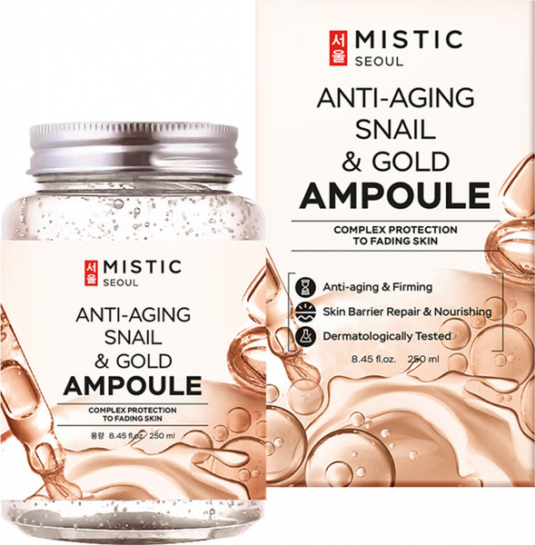 Изображение товара Сыворотка для лица Mistic Anti-Aging Snail Mucin & Gold Ampoule (250мл)