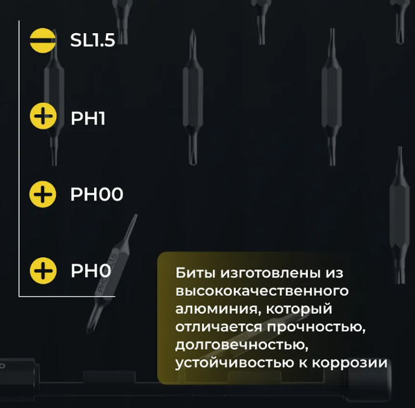 Изображение товара Отвертка HOTO Pocket Precision Screwdriver SE HFT0004GL (черный)