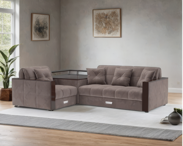 Изображение товара Диван угловой Mebel-Ars Прага НПБ (Vivaldi 6/капучино)