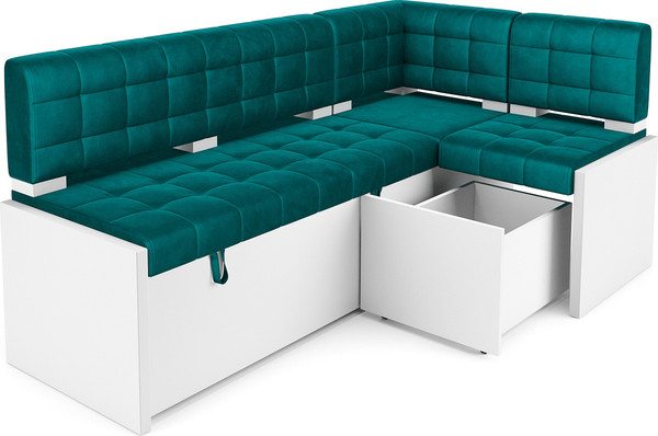 Изображение товара Уголок кухонный мягкий Mebel-Ars Ганновер 176x82x104 (бархат сине-зеленый Star Velvet 43 Black Green)