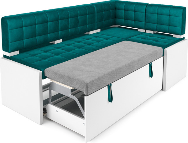 Изображение товара Уголок кухонный мягкий Mebel-Ars Ганновер 176x82x104 (бархат сине-зеленый Star Velvet 43 Black Green)