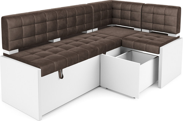 Изображение товара Уголок кухонный мягкий Mebel-Ars Ганновер 205x82x130 (бархат шоколадный Star Velvet 60 Cofee)