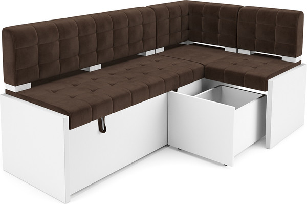 Изображение товара Уголок кухонный мягкий Mebel-Ars Ганновер 205x82x130 (велюр молочный шоколад НВ-178/13)