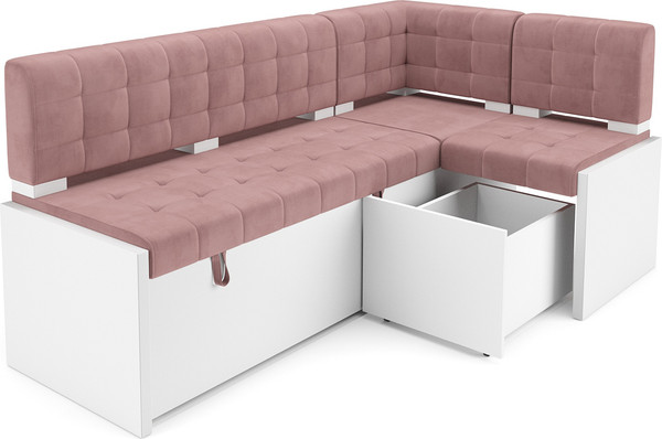 Изображение товара Уголок кухонный мягкий Mebel-Ars Ганновер 205x82x130 (велюр пудра НВ-178/18)