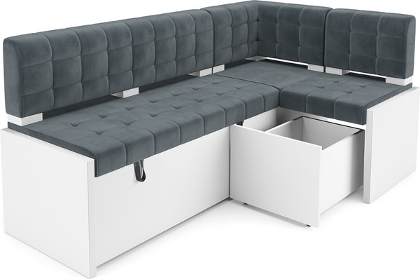 Изображение товара Уголок кухонный мягкий Mebel-Ars Ганновер 205x82x130 (велюр серо-синий HB-178/26)