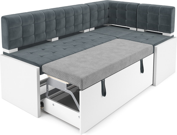 Изображение товара Уголок кухонный мягкий Mebel-Ars Ганновер 205x82x130 (велюр серо-синий HB-178/26)