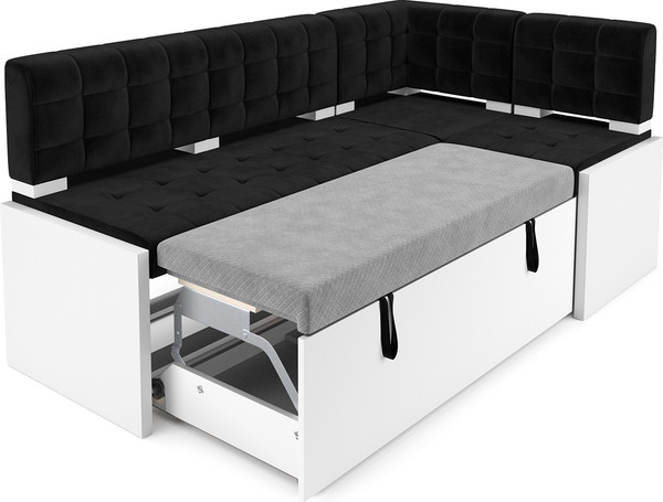 Изображение товара Уголок кухонный мягкий Mebel-Ars Ганновер 176x82x104 (велюр черный НВ-178/17)