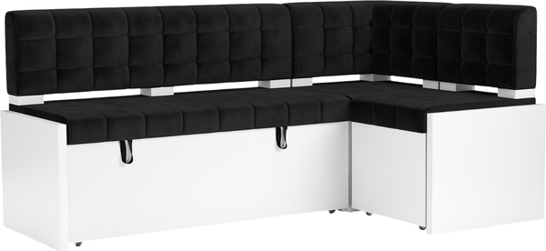 Изображение товара Уголок кухонный мягкий Mebel-Ars Ганновер 205x82x130 (велюр черный НВ-178/17)