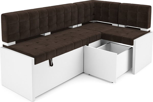 Изображение товара Уголок кухонный мягкий Mebel-Ars Ганновер 205x82x130 (велюр шоколад HB-178/16)