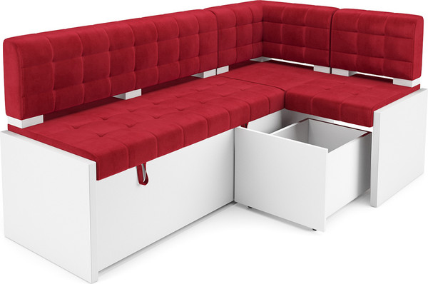 Изображение товара Уголок кухонный мягкий Mebel-Ars Ганновер 176x82x104 (кордрой красный)
