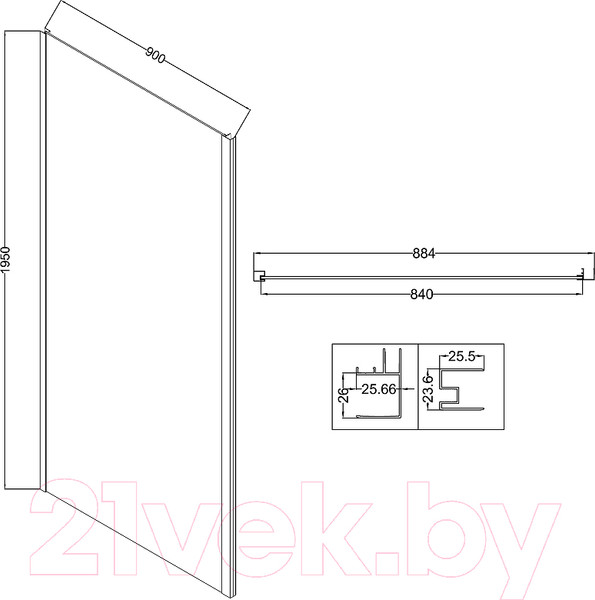Изображение товара Душевая стенка Niagara Nova NG-A90SG-34 90х195